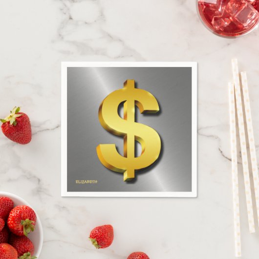 Geldsymbool Golden Dollar Servetten (Insitu)