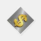 Geldsymbool Golden Dollar Servetten (Hoek)
