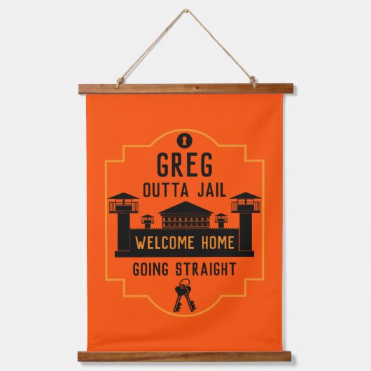 Geldt vrijlating gevangenisstraf in de gevangenis hangend wandkleed (Voorkant)