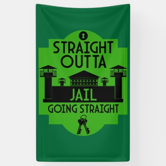 Geldt vrijlating gevangenisstraf in de gevangenis spandoek (Verticaal)