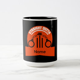 Geldt vrijlating gevangenisstraf in de gevangenis tweekleurige koffiemok