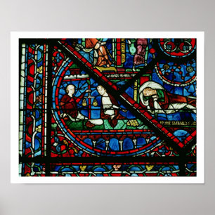 Geldwisselaars in de tempel, detail uit een raam poster