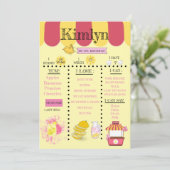 Gele 1e verjaardag limonade stand-geel save the date (Staand voorkant)