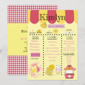 Gele 1e verjaardag limonade stand-geel save the date (Voorkant / Achterkant)