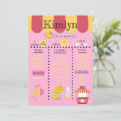 Gele 1e verjaardag limonade stand-geel save the date (Staand voorkant)