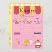 Gele 1e verjaardag limonade stand-geel save the date (Voorkant / Achterkant)