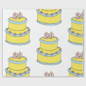 Gele 29e verjaardagstaart met roze rozen cadeaupapier (Vlak)