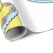 Gele 29e verjaardagstaart met roze rozen cadeaupapier (Rol Hoek)