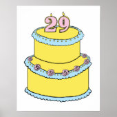 Gele 29e verjaardagstaart met roze rozen poster (Voorkant)