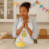 Gele 29e verjaardagstaart met roze rozen standaard schort