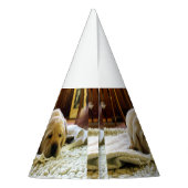 gele 2-labpuppy feesthoedjes (Achterkant)