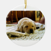 gele 2-labpuppy keramisch ornament (Voorkant)