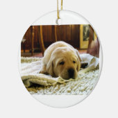 gele 2-labpuppy keramisch ornament (Links)