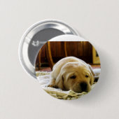 gele 2-labpuppy ronde button 5,7 cm (Voorkant /achterkant)
