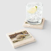 gele 2-labpuppy stenen onderzetter (Zijkant)