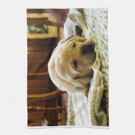 gele 2-labpuppy theedoek (Verticaal)