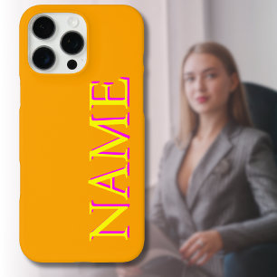 Gele 3D Magenta Moderne Naam   Trendy Cool Sinaasa iPhone 16 Pro Max Hoesje