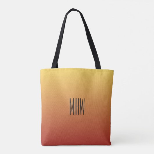 Gele aangepaste monogram rode gradiënt tote bag (Achterkant)