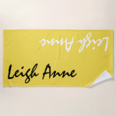 Gele Aangepaste Naam Aangepaste Beach Towel Strandlaken (Voorkant)