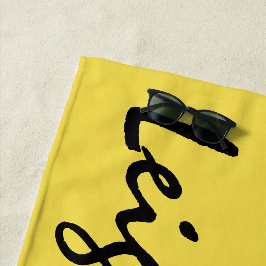 Gele Aangepaste Naam Aangepaste Beach Towel Strandlaken (In situ)