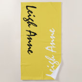 Gele Aangepaste Naam Aangepaste Beach Towel Strandlaken (Voorkant)