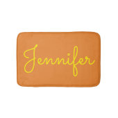 Gele Aangepaste naam tekst op Oranje Bath Mat (Voorkant)