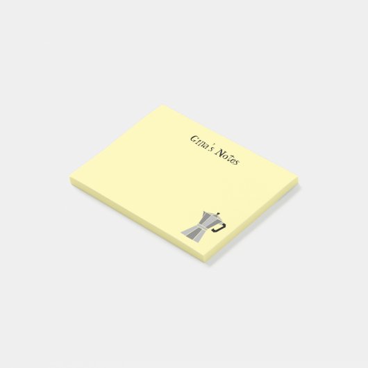Gele aangepaste post-it-notities met retro mokkapo post-it® notes (Schuin)