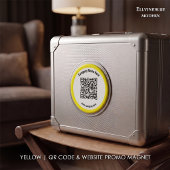 Gele aangepaste QR-code en websitepromo  Magneet