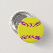 Gele aangepaste Softball-spelden met glasroze schr Ronde Button 3,2 Cm (Voorkant /achterkant)