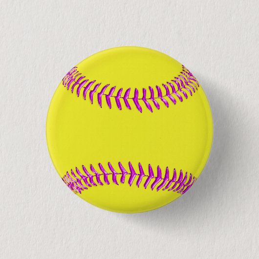 Gele aangepaste Softball-spelden met glasroze schr Ronde Button 3,2 Cm (Voorkant)