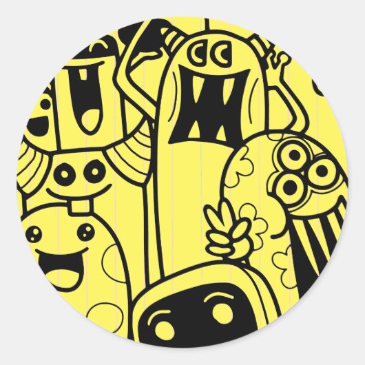 GELE AANPASTBARE Sticker BLIJE MONSTER (Voorkant)