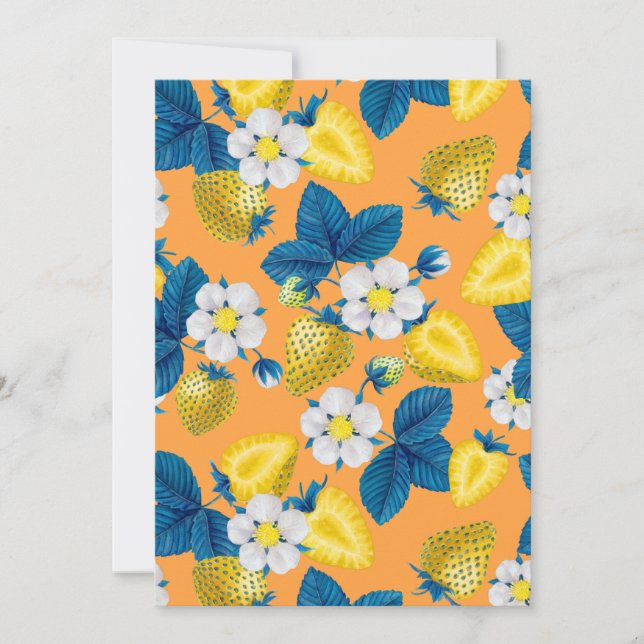 Gele aardbeien op sinaasappel (Voorkant)