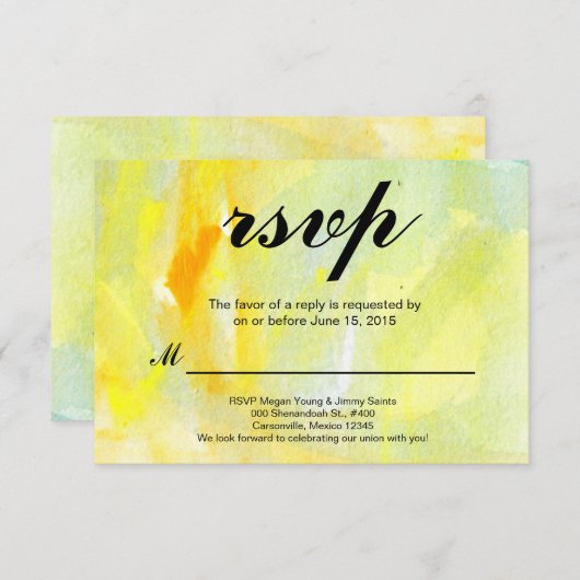gele abstracte aquarel rsvp (Voorkant / Achterkant)