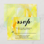 gele abstracte aquarel rsvp kaartje (Voorkant / Achterkant)