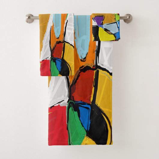 Gele Abstracte badhanddoekset Bad Handdoek (Insitu)