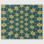 Gele Abstracte bloemen Cadeaupapier (Vlak)