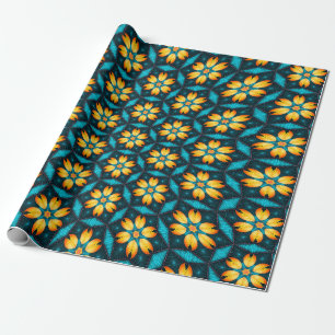 Gele Abstracte bloemen Cadeaupapier