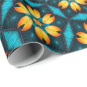 Gele Abstracte bloemen Cadeaupapier (Rol Hoek)