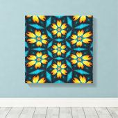 Gele Abstracte bloemen Canvas Afdruk (Insitu (Houten vloer))