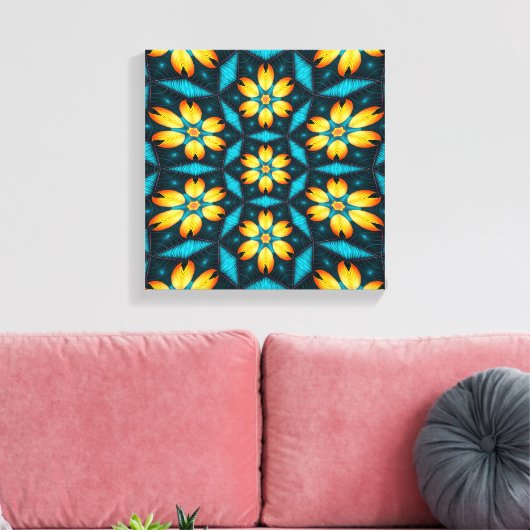 Gele Abstracte bloemen Canvas Afdruk (Insitu (Woonkamer))
