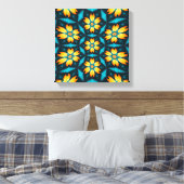 Gele Abstracte bloemen Canvas Afdruk (Insitu (Slaapkamer))