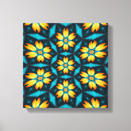Gele Abstracte bloemen Canvas Afdruk