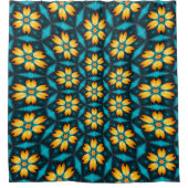 Gele Abstracte bloemen Douchegordijn (Voorkant)