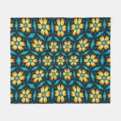 Gele Abstracte bloemen Fleece Deken (Voorkant (Horizontaal))