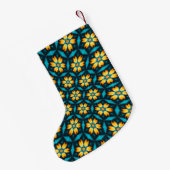 Gele Abstracte bloemen Kleine Kerstsok (Achterkant (Hangend))