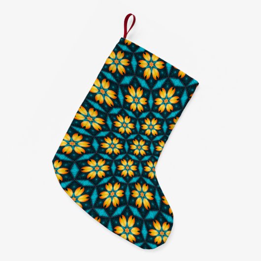 Gele Abstracte bloemen Kleine Kerstsok (Voorkant (Hangend))