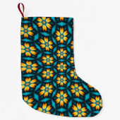 Gele Abstracte bloemen Kleine Kerstsok (Voorkant)