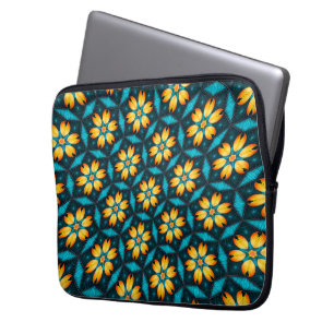 Gele Abstracte bloemen Laptop Sleeve