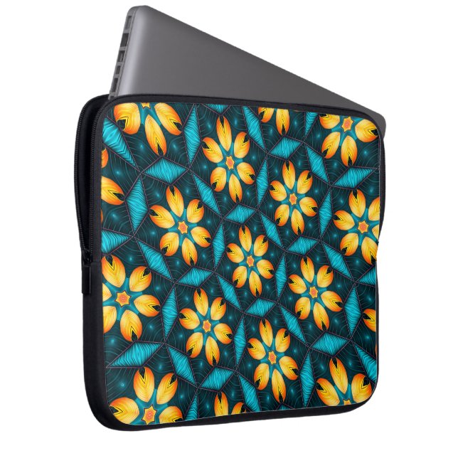 Gele Abstracte bloemen Laptop Sleeve (Voorkant Rechts)