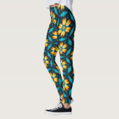 Gele Abstracte bloemen Leggings (Links)